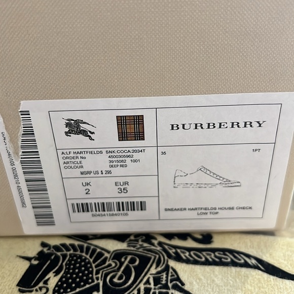 🎉𝐇𝐏!🎉BURBERRY HARTFIELD HOUSE CHECK LOW TOP SNEAKERS NIB - Picture 14 of 14